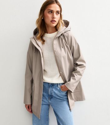 Mink Water Resistant Drawstring Hood Rain Anorak | New Look