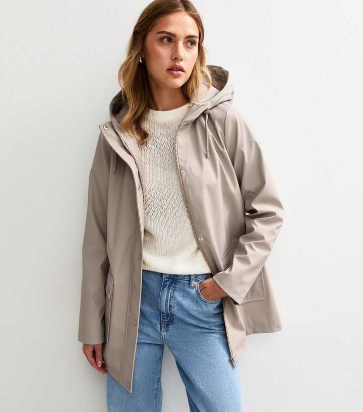 Mink Water Resistant Drawstring Hood Rain Anorak