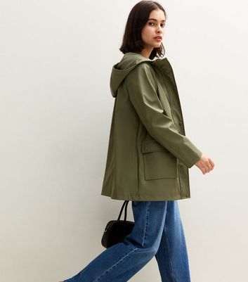 Dark Khaki Shower Resistant Lined Anorak Raincoat | New Look