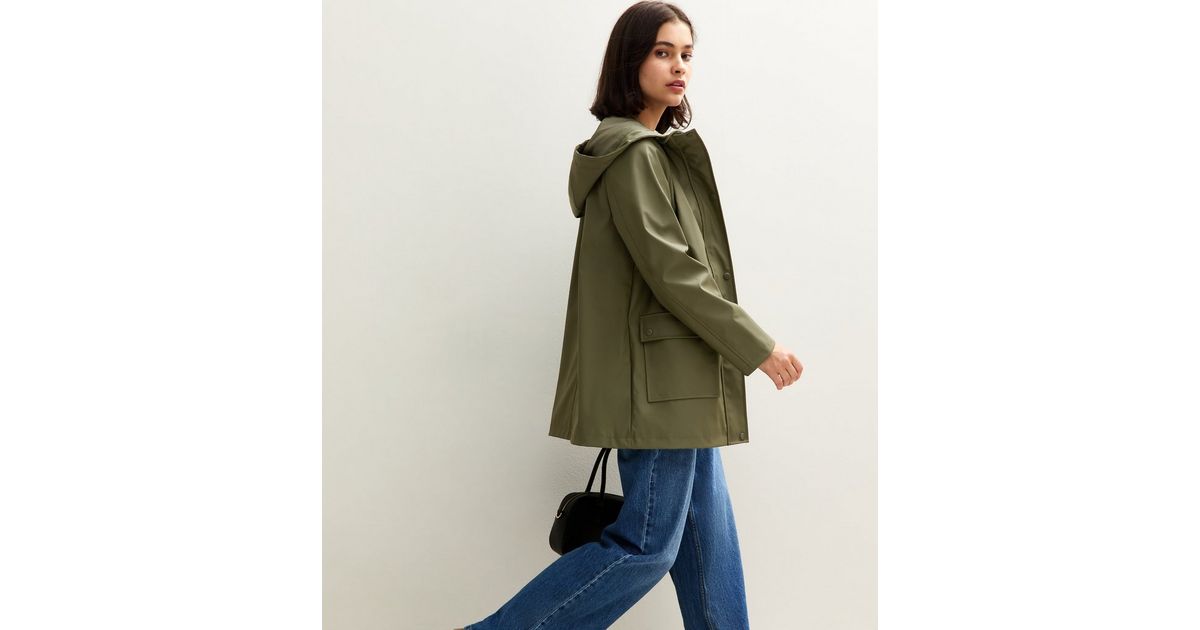 Dark Khaki Shower Resistant Lined Anorak Raincoat