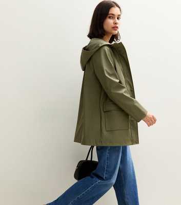 Dark Khaki Shower Resistant Lined Anorak Raincoat