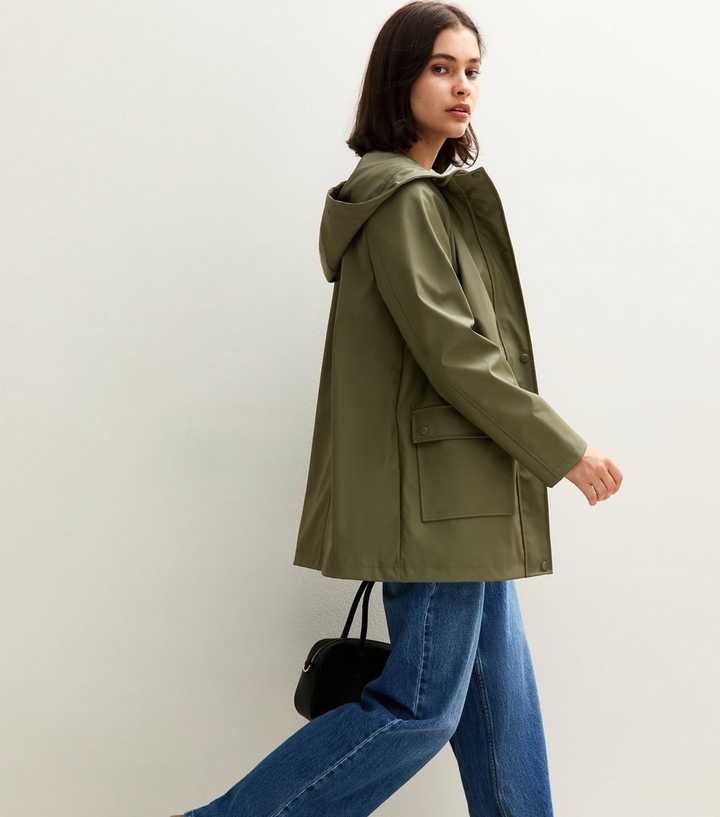 Dark Khaki Shower Resistant Lined Anorak Raincoat