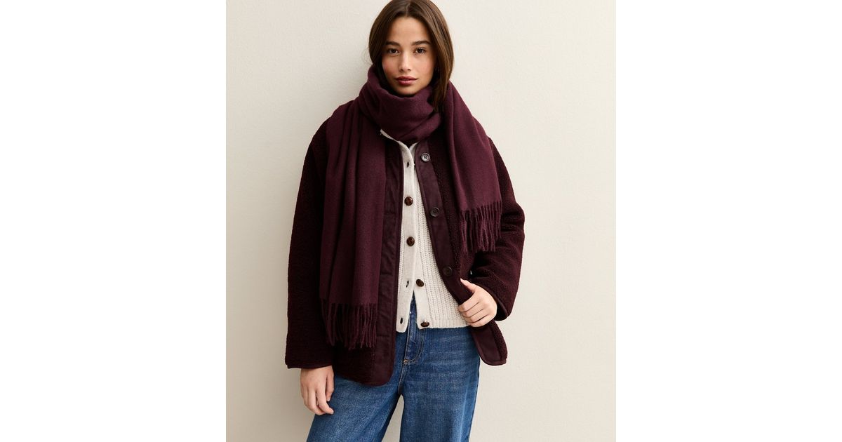 Burgundy Super-Thin Knit Scarf