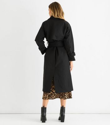 Gini London Black Belted Trench Coat New Look