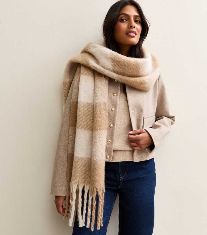 Brown Checked Heavyweight Scarf
