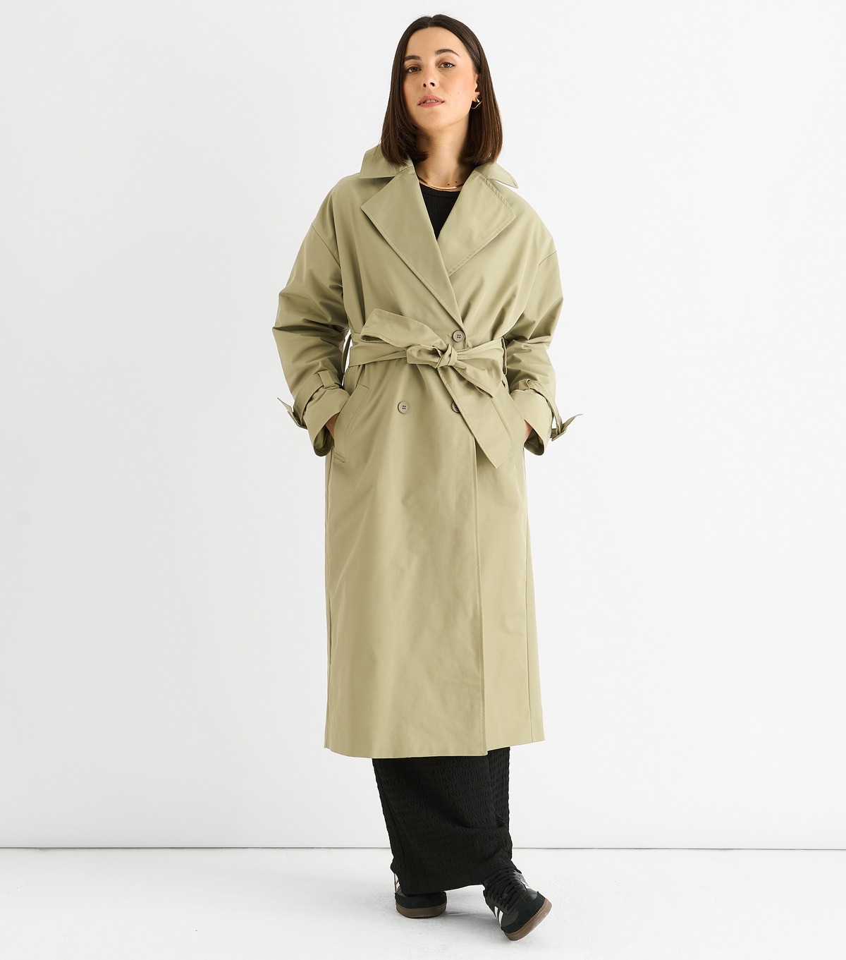 Women's Light Khaki Belted Trench Coat Gini London New Look