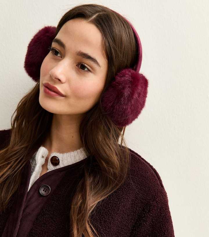 Dark Burgundy Faux Fur Ear Muffs