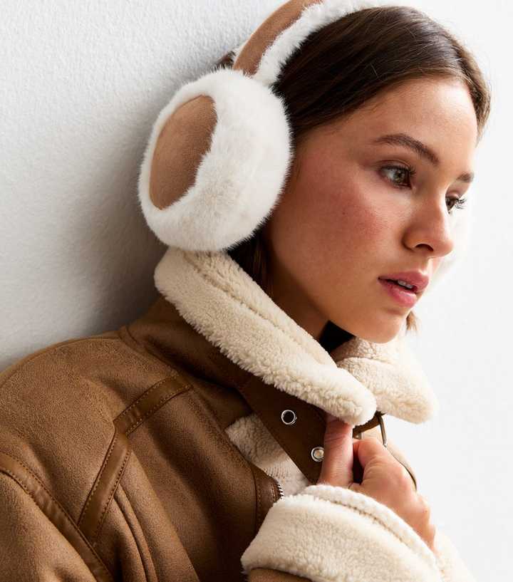 Camel Faux Shearling Earmuffs