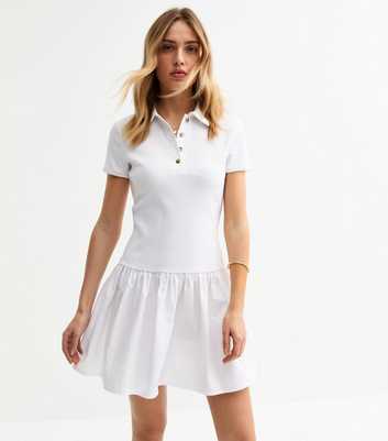White Poplin Skirt Polo Mini Dress