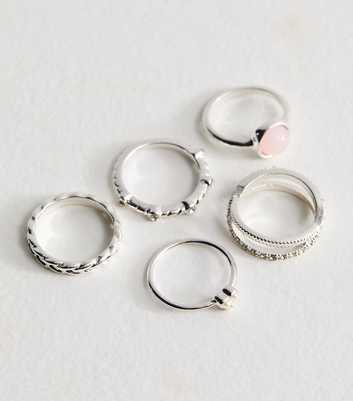 Silver Tone Pack of 5 Stackable Rings