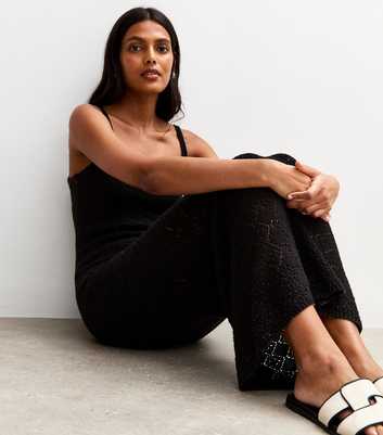 Black Knitted Strappy Maxi Dress