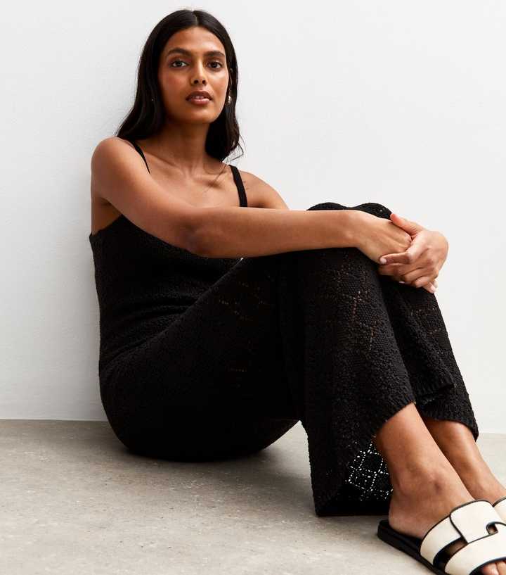 Black Knitted Strappy Maxi Dress
