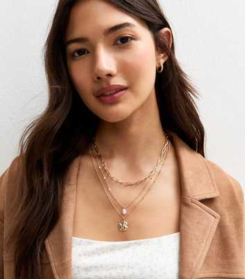 Gold Tone Pack of 3 Charm Necklaces