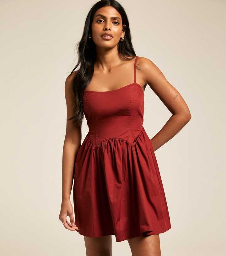Dark Red Strappy Mini Dress