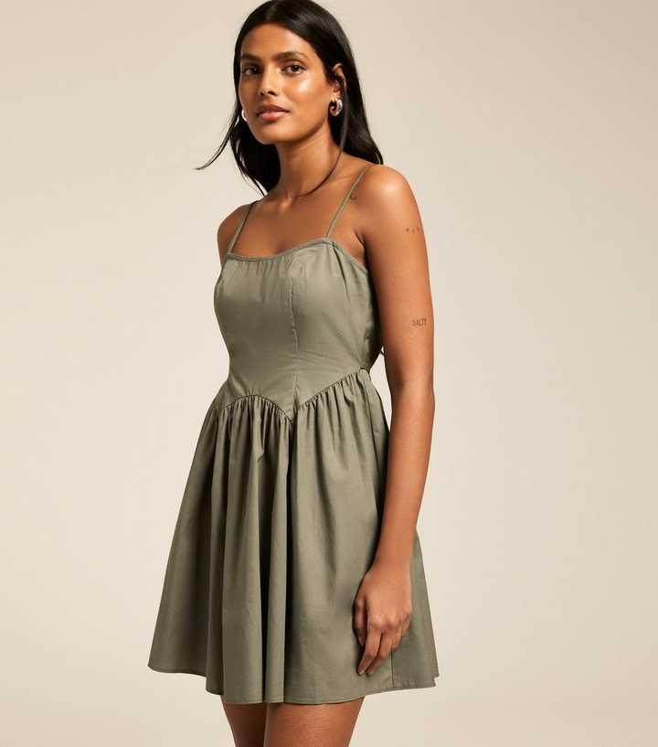 Khaki Strappy Mini Dress