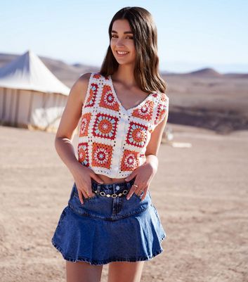 Pink Vanilla Multicoloured Crochet Sleeveless Top | New Look