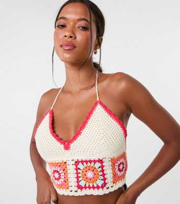 Pink Vanilla Multicoloured Crochet Patchwork Bralette