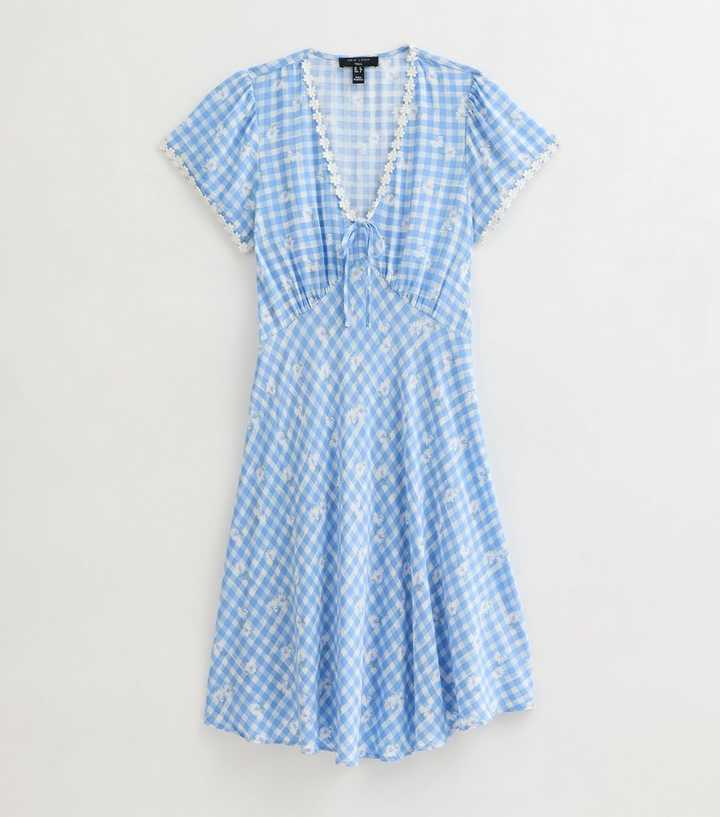 Tall Blue Floral Print Gingham Mini Dress | New Look Tall Blue Floral Print Gingham Mini Dress | New Look