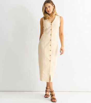 Gini London Stone Button Front Midi Dress