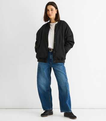 Gini London Black Oversized Bomber Jacket