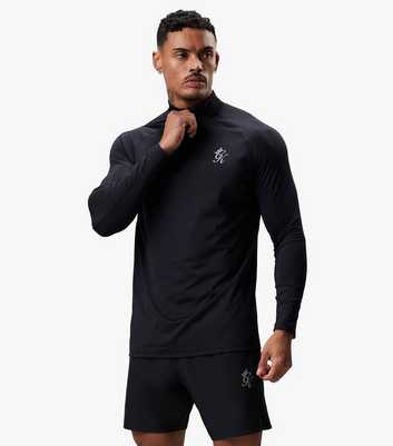 Gym King Black Quarter Zip Funnel Neck Top