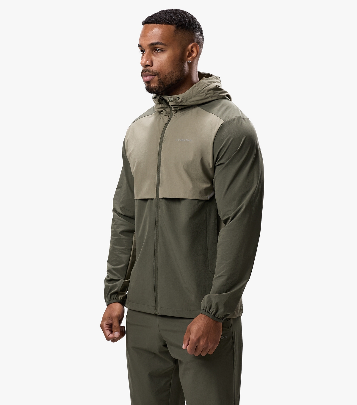 Men's Olive Green Advance Tracksuit Top Gym King New Look