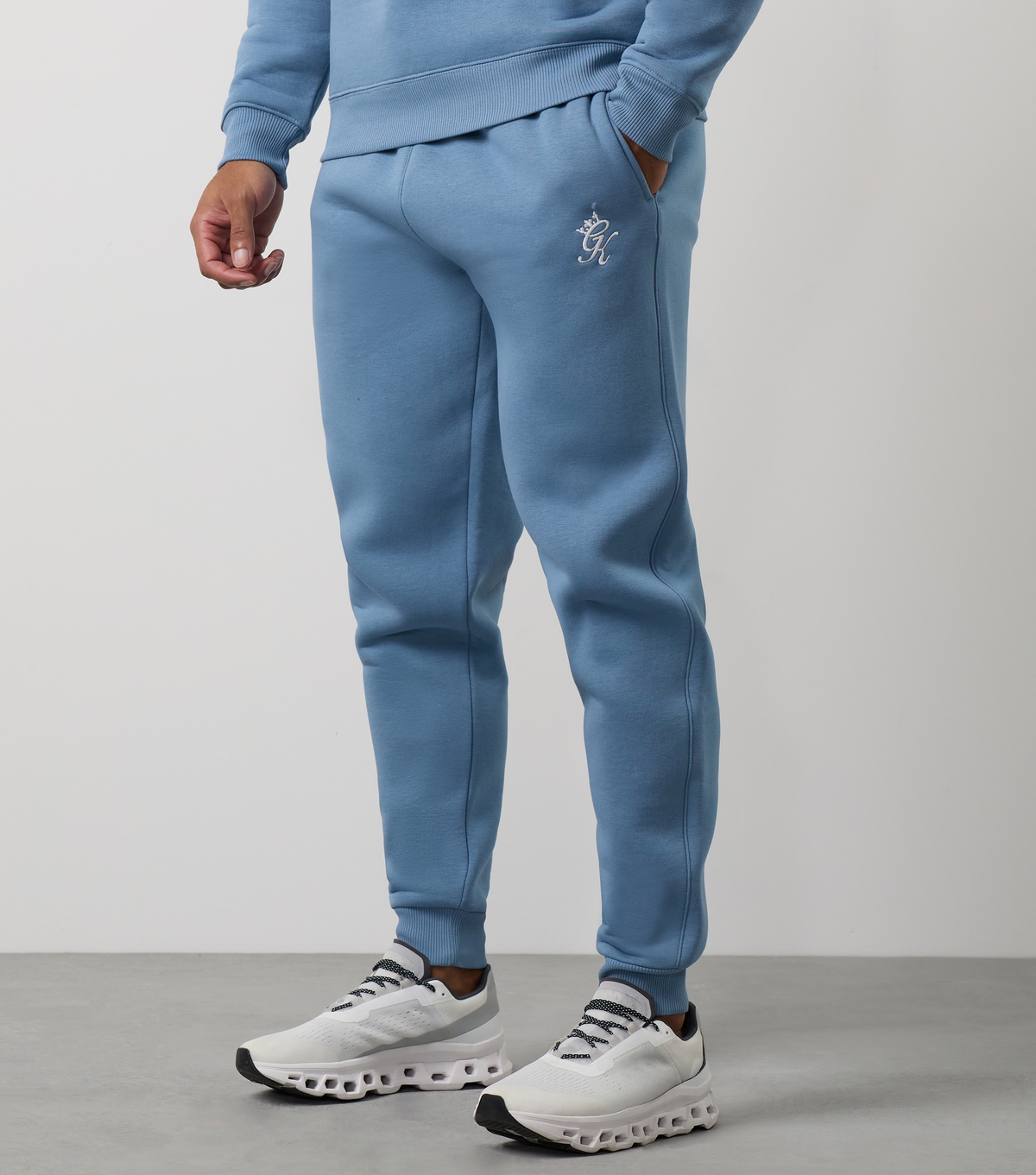 Men's Light Blue Fundamental Fleece Joggers Gym King New Look