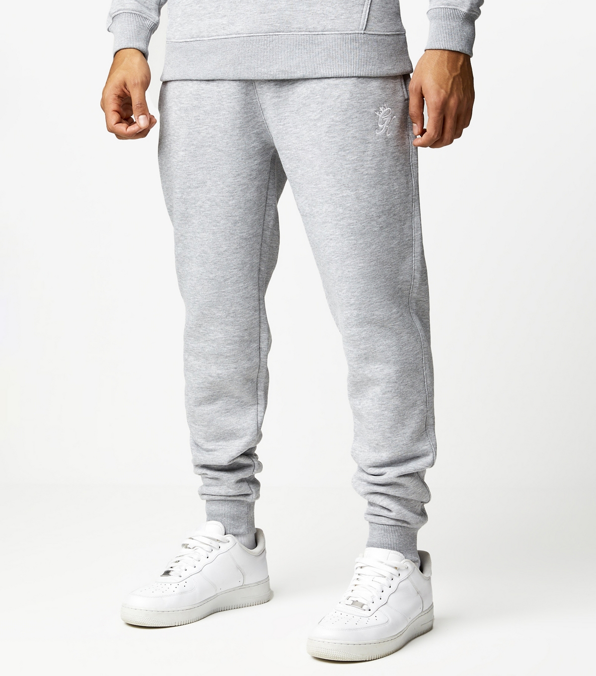 Men's Light Grey Fundamental Fleece Joggers Gym King New Look