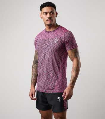 Gym King Pink Slim Logo Print Top