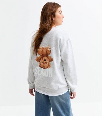 Girls Grey Bear Print Sweatshirt | New Look