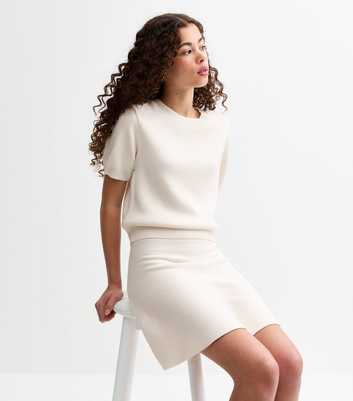 Girls Off White Knitted Skirt