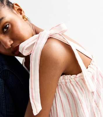 Tall Pink Striped Cotton Tie Shoulder Cami Top