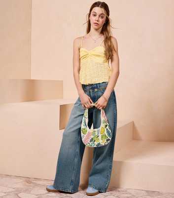 Girls Blue Low Rise Super Wide Leg Jeans