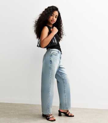 Girls Blue Barrel Leg Jeans