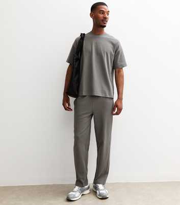 Grey Relaxed Panelled Straight Leg Joggers