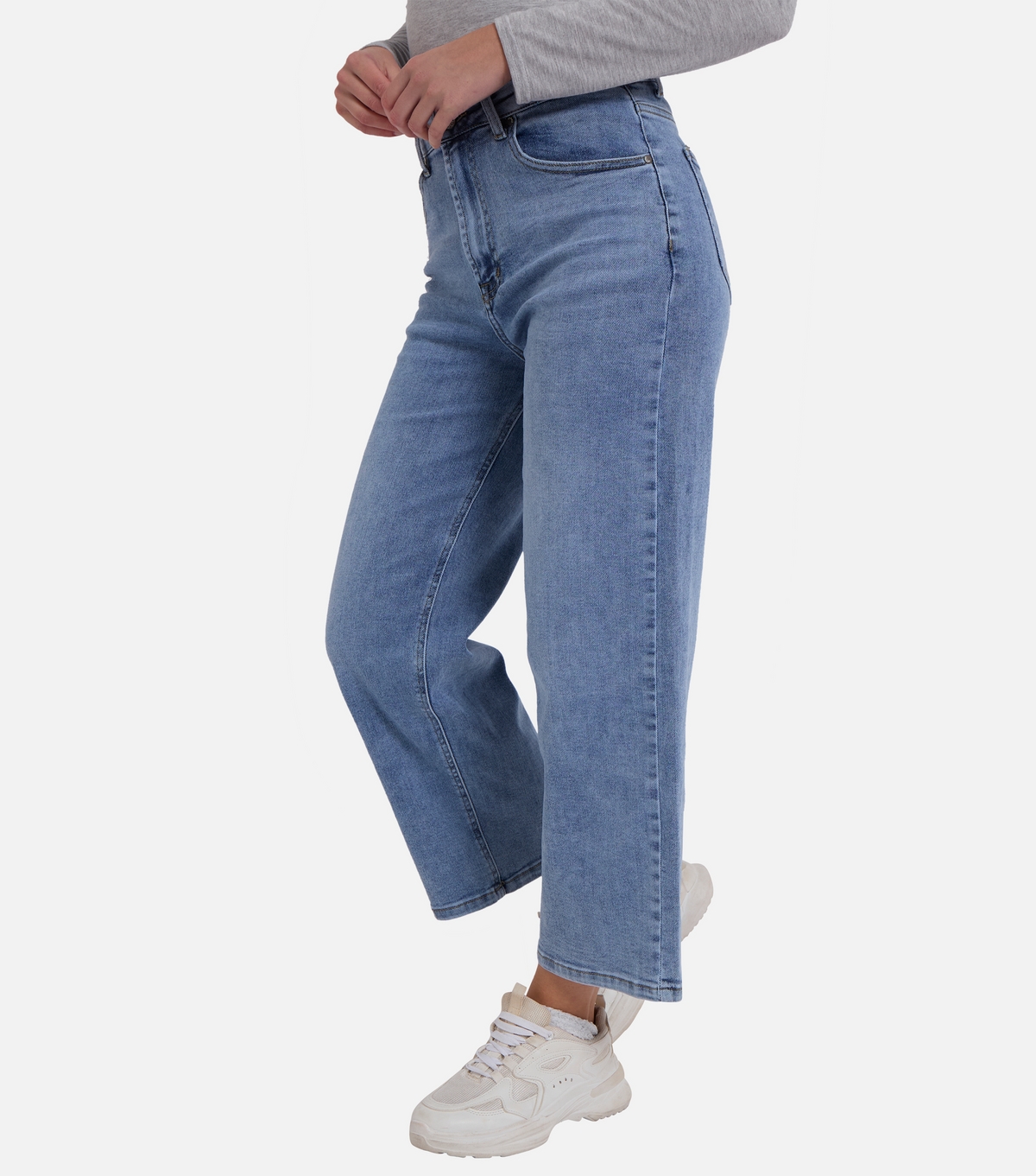 Women's Blue Wide Leg Cropped Jeans Gini London New Look