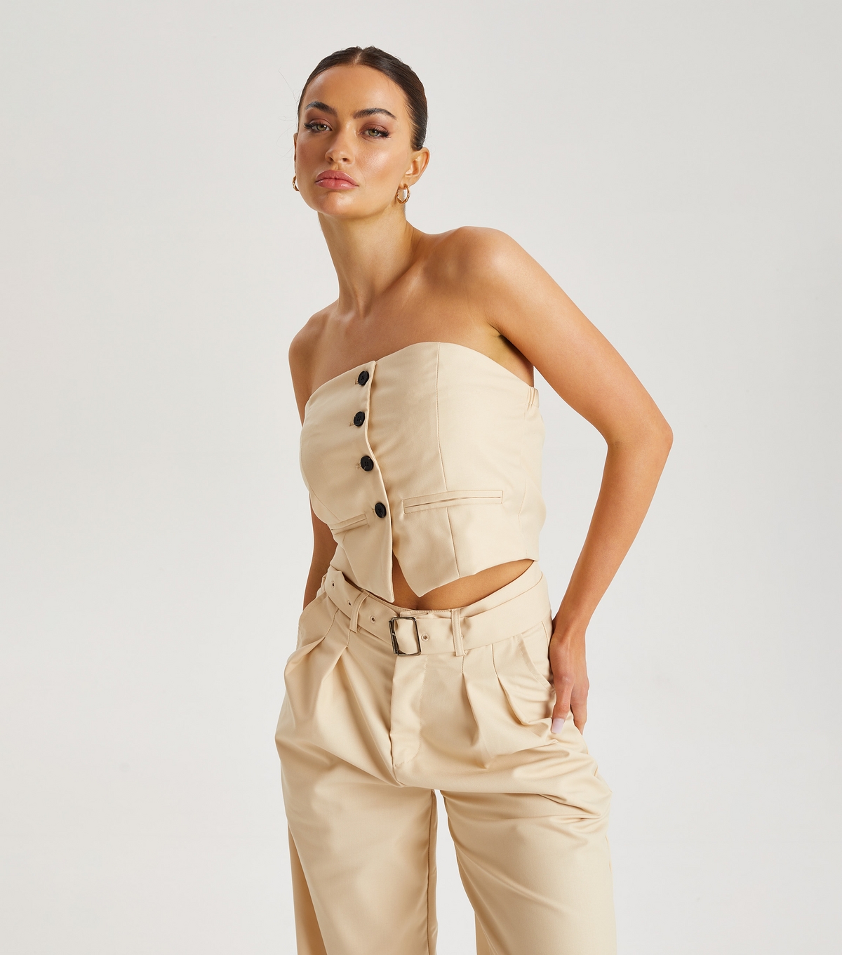 Urban Bliss Women's Stone Button Front Corset Top New Look Large