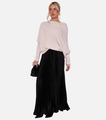 Gini London Black Satin Pleated Maxi Skirt