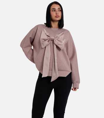 Gini London Light Brown Bow Detail Sweatshirt