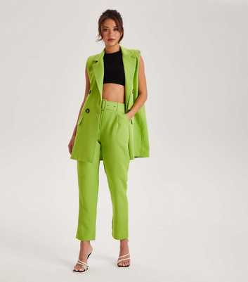 Urban Bliss Light Green Belted Tailored Trousers