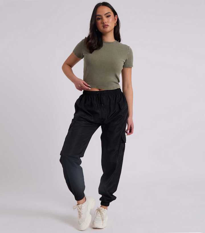 Urban Bliss Black Parachute Cargo Trousers