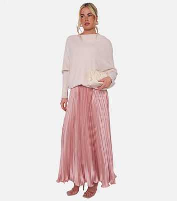 Gini London Pink Satin Pleated Maxi Skirt