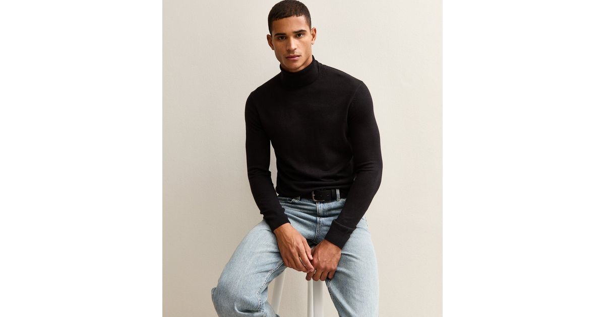 Black Slim Long Sleeve Roll Neck Jumper New Look