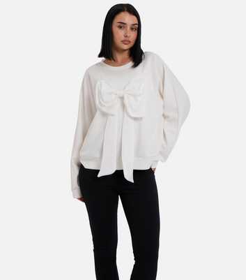 Gini London White Bow Detail Sweatshirt