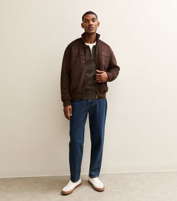 Dark Brown Regular Fit Long Sleeve Brushed Quarter Zip Polo Knit