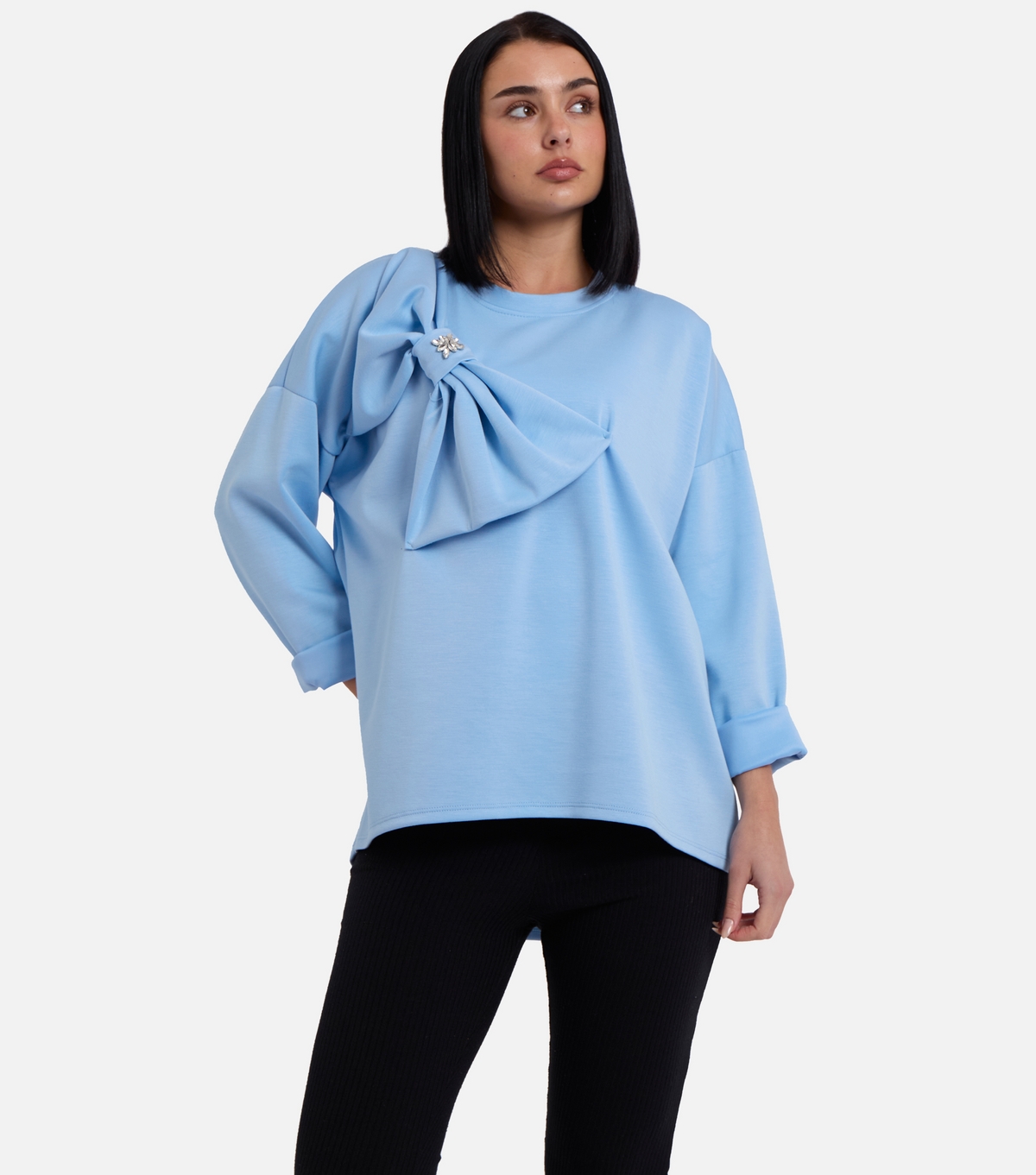 Women's Light Blue Embellished Bow Detail Top Gini London New Look