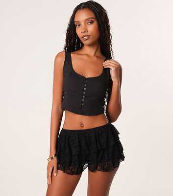 Pink Vanilla Black Button Front Corset Top