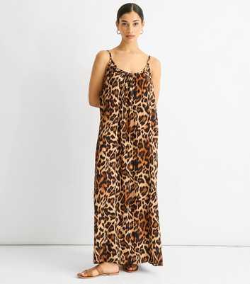 Gini London Brown Leopard Print Maxi Dress