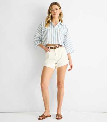 Gini London Blue Striped Cropped Shirt