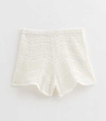 Girls White Crochet Shorts